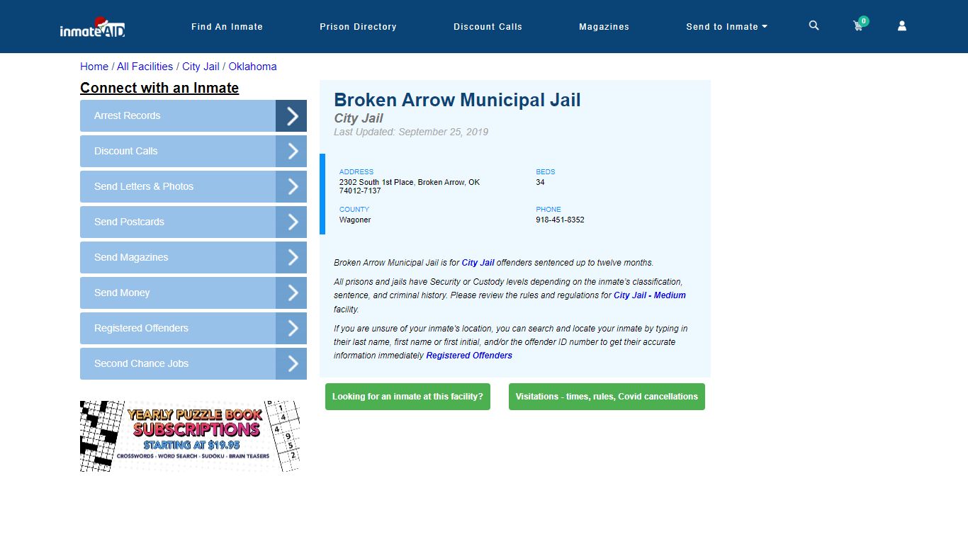 Broken Arrow Municipal Jail | Inmate Locator