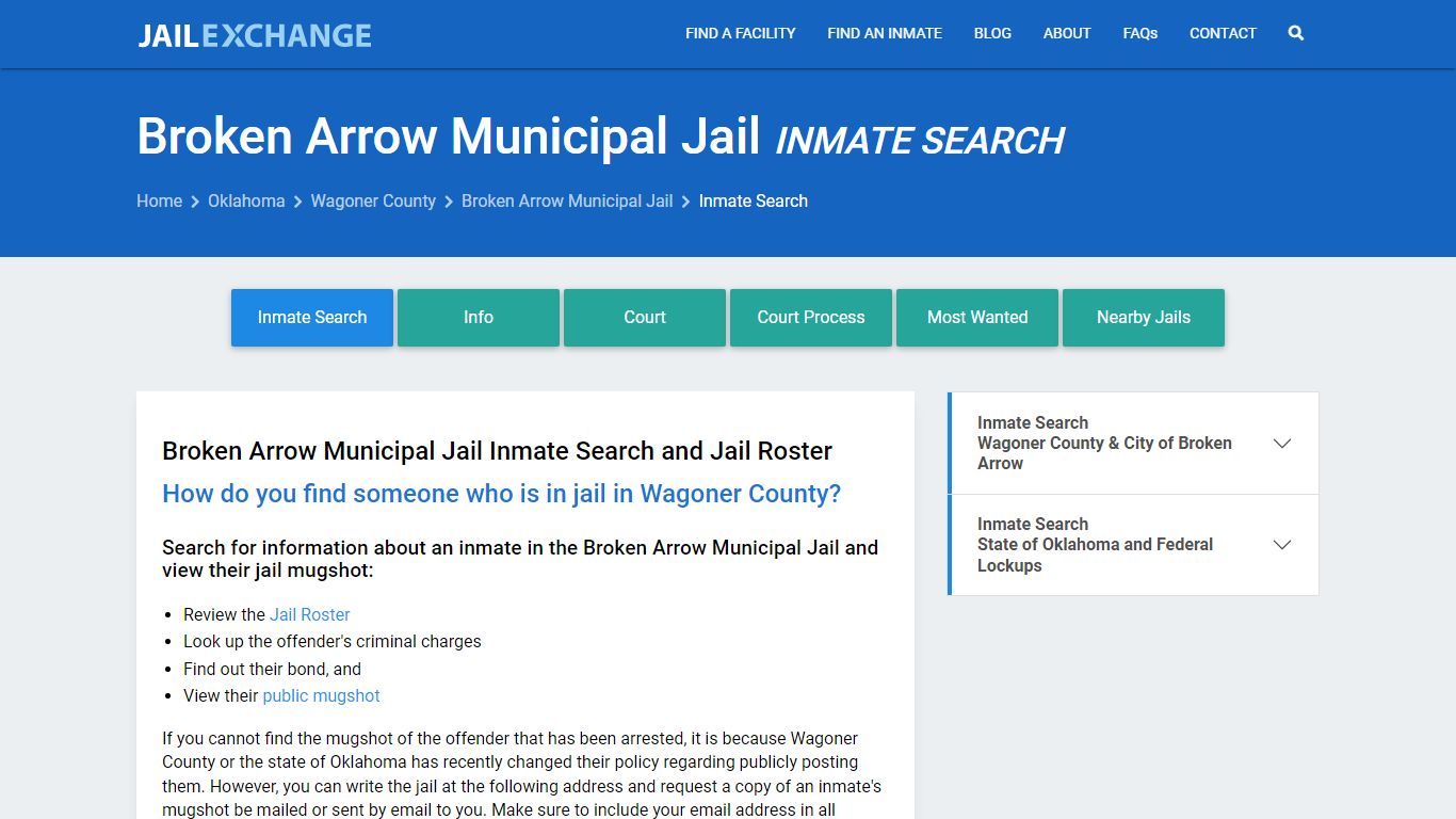 Broken Arrow Municipal Jail Inmate Search - Jail Exchange