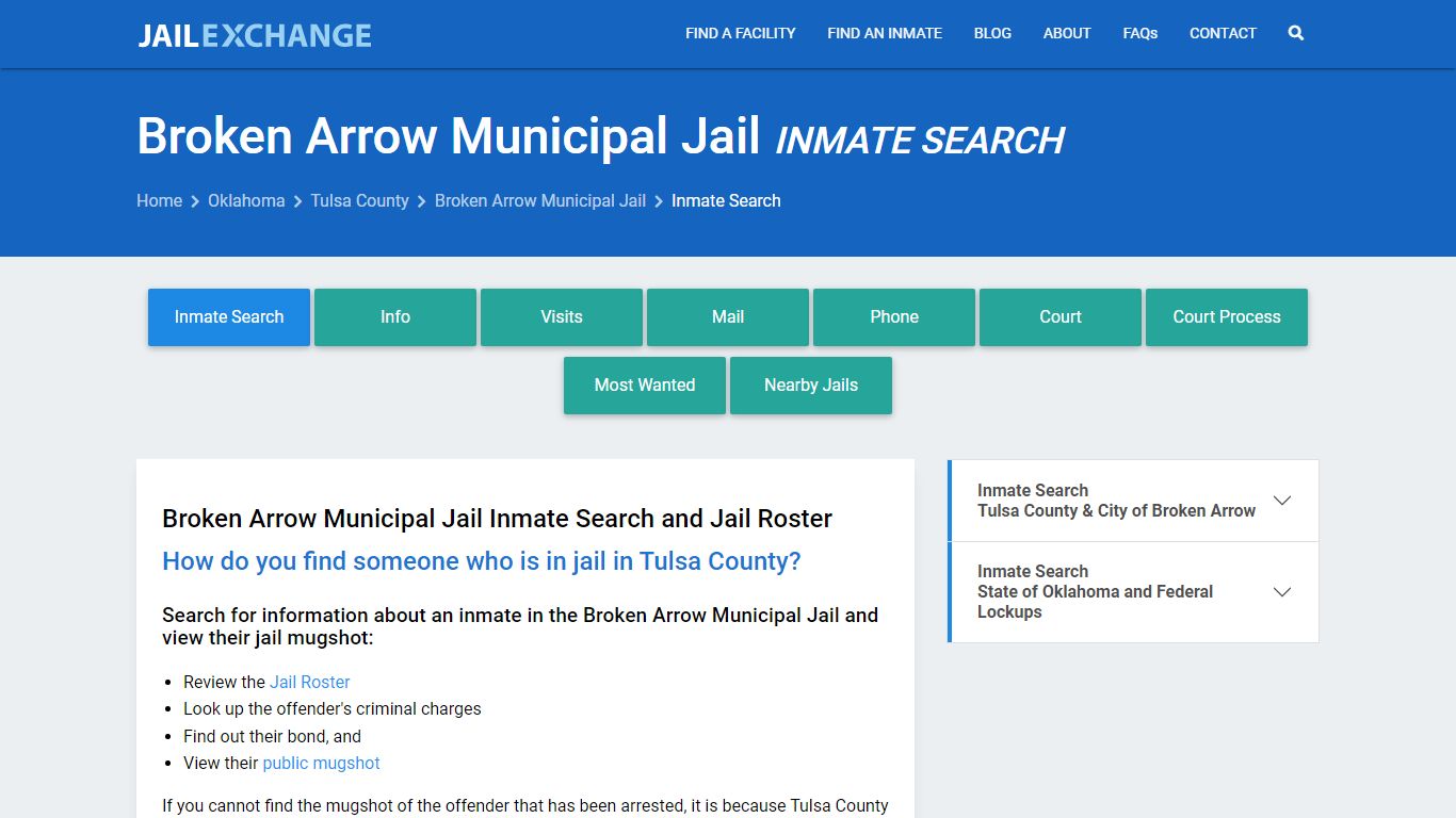Broken Arrow Municipal Jail Inmate Search - Jail Exchange